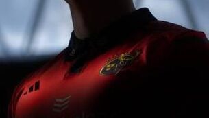 <p>A teaser shot of the new kit was released prior to its launch. Pic: Munster Rugby</p>